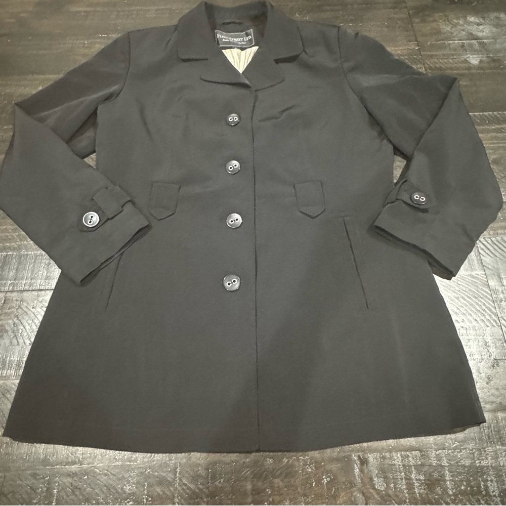 Fleet Street Black Women's Trench Coat Size: L